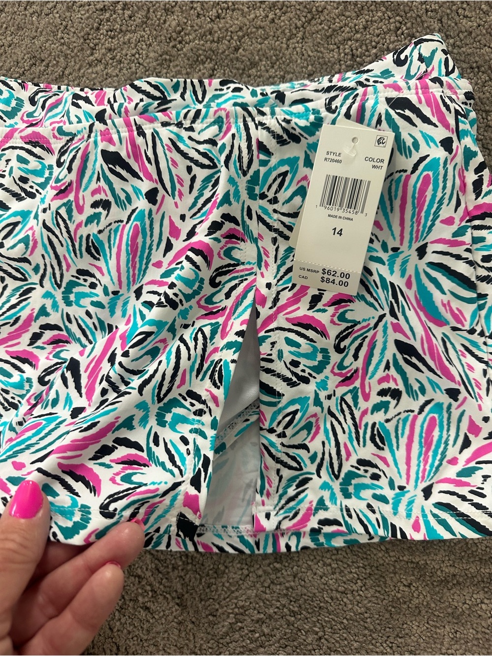 NWT Swim skirt by Leilani size 14 white with hot pink black teal blue - Picture 4 of 5